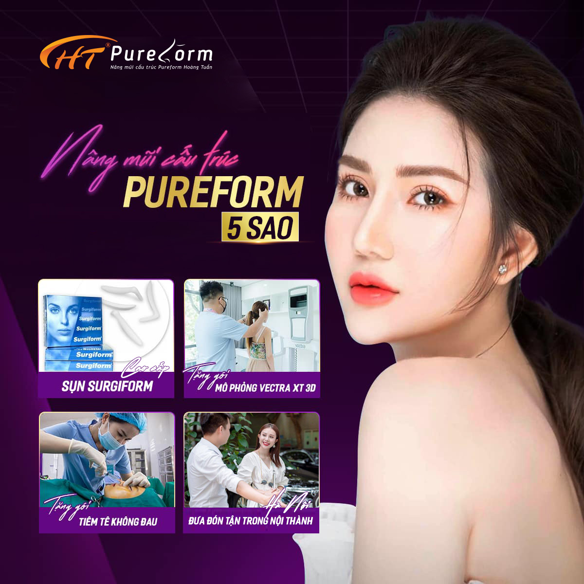 Nâng mũi cấu trúc Pureform Hoàng Tuấn đã được hơn 10,000 khách hàng tin tưởng sử dụng.